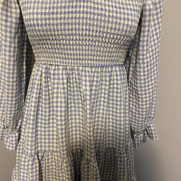 Blue B Collection Smocked Gingham Ruffled Mini Dress Size S - Picture 6 of 11